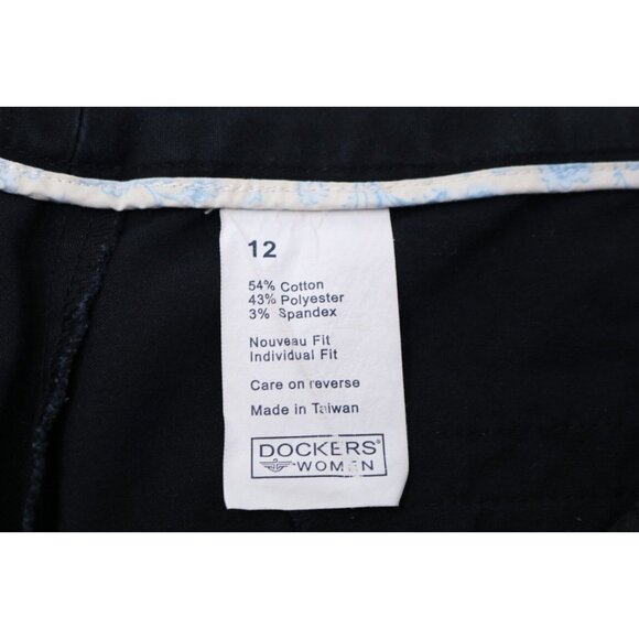 Dockers Pants Womens 12 Black Individual Fit Cropped Stretch Straight VTG - Picture 11 of 12